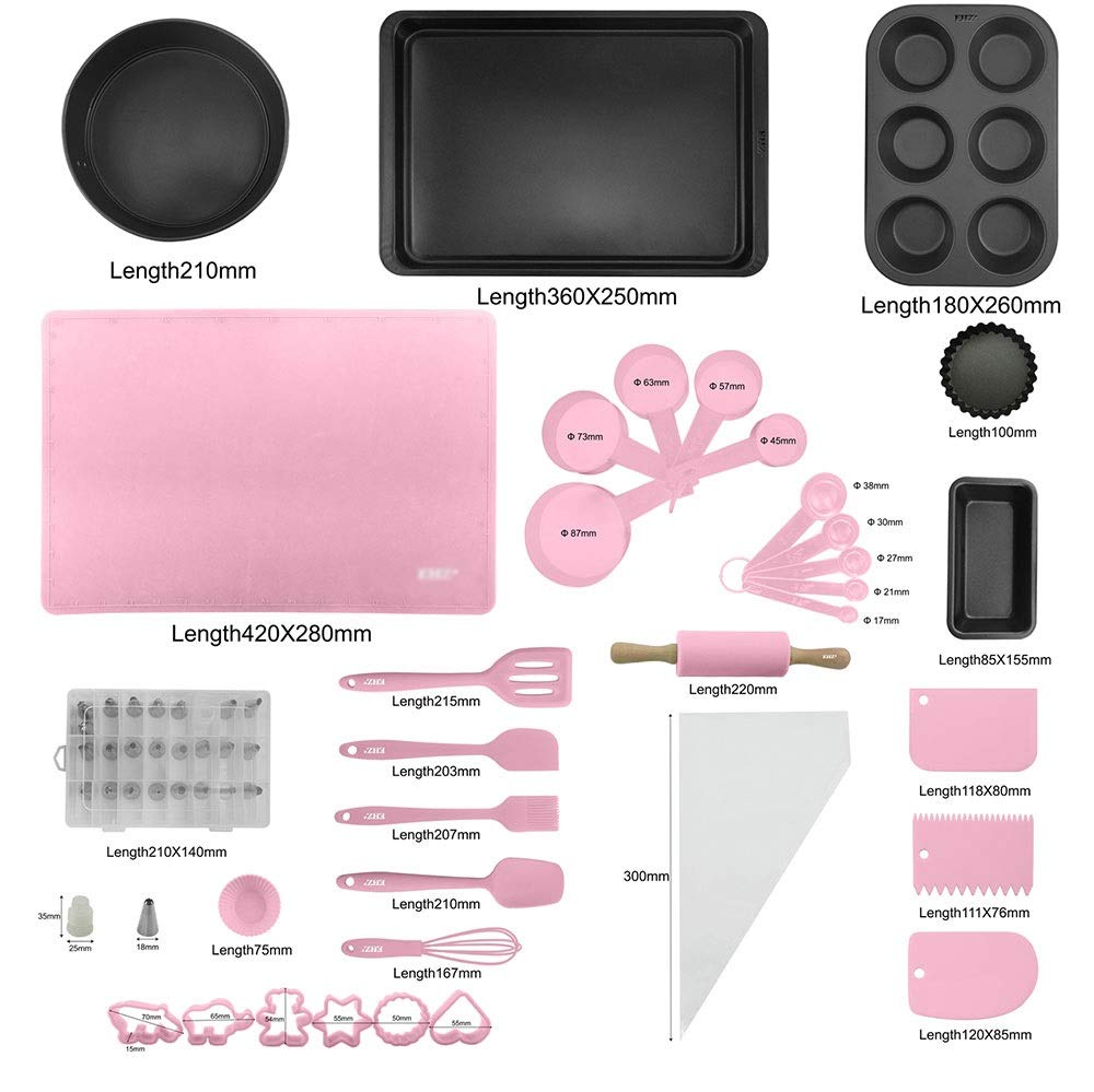 Nonstick 75-Piece Bakeware Set for Cake Decorating - Cookie, Muffin & Cupcake Baking Pans with Icing Tips, Pastry Mat & Pin | Perfect for Home Bakers & Professional Cake Decorators (Green)