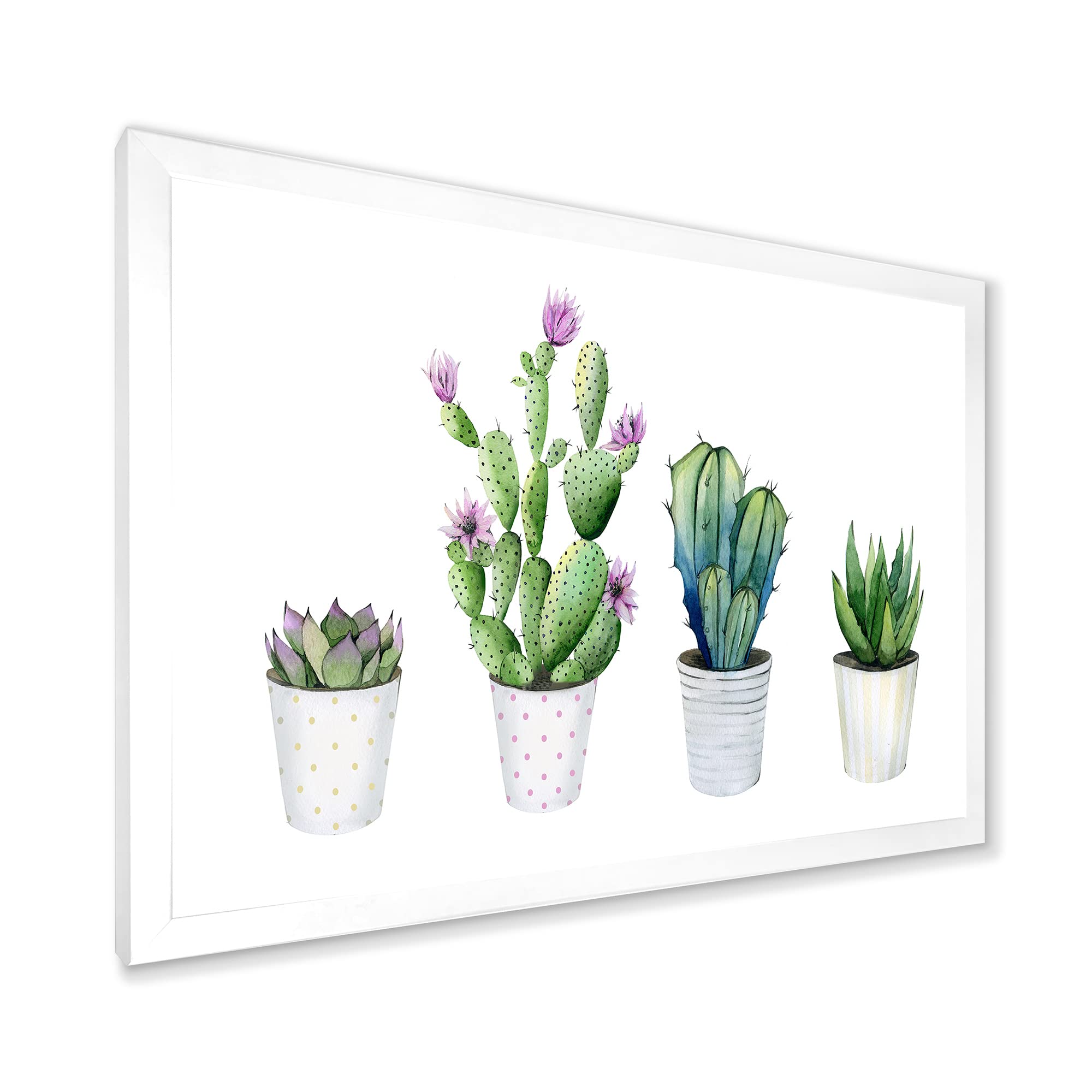 DesignQ Cactus Succulent Aloe Vera Potted Plants - Farmhouse Style Framed Wall Art Decor for Home, Office & Garden | Perfect for Indoor Greenery & Rustic Home Décor