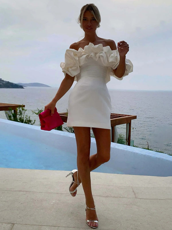 Trendy Tube Top Shoulder Dress for Women - Summer Sleeveless Bodycon Mini Dress - Perfect for Beach, Party, and Night Out