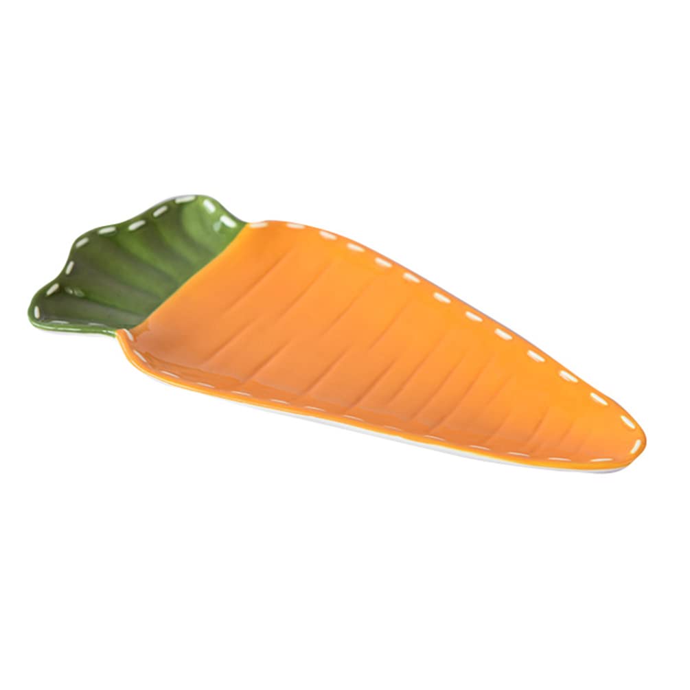 BESPORTBLE Carrot-Shaped Ceramic Salad Serving Tray - Cute Easter Appetizer Plates for Party, Kitchen, Snacks, Dessert & Fruit | Durable Porcelain Dish for Birthday Celebrations & Home Decor