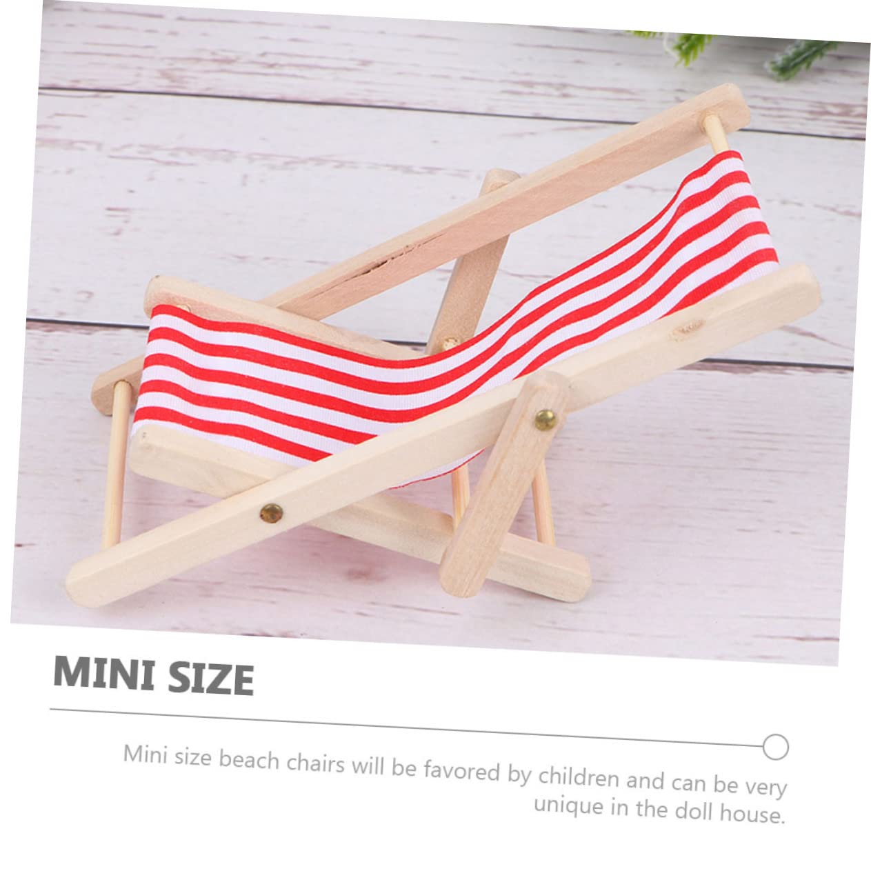 6-Piece Miniature Beach Chair Set - Dollhouse Sunbath Chairs, Fairy Garden Deck Chairs & Seaside Landscape Decor - Perfect for DIY Beach Layouts, Fairy Gardens, and Miniature Scenes - Foldable Wooden Furniture for Dolls and Miniatures