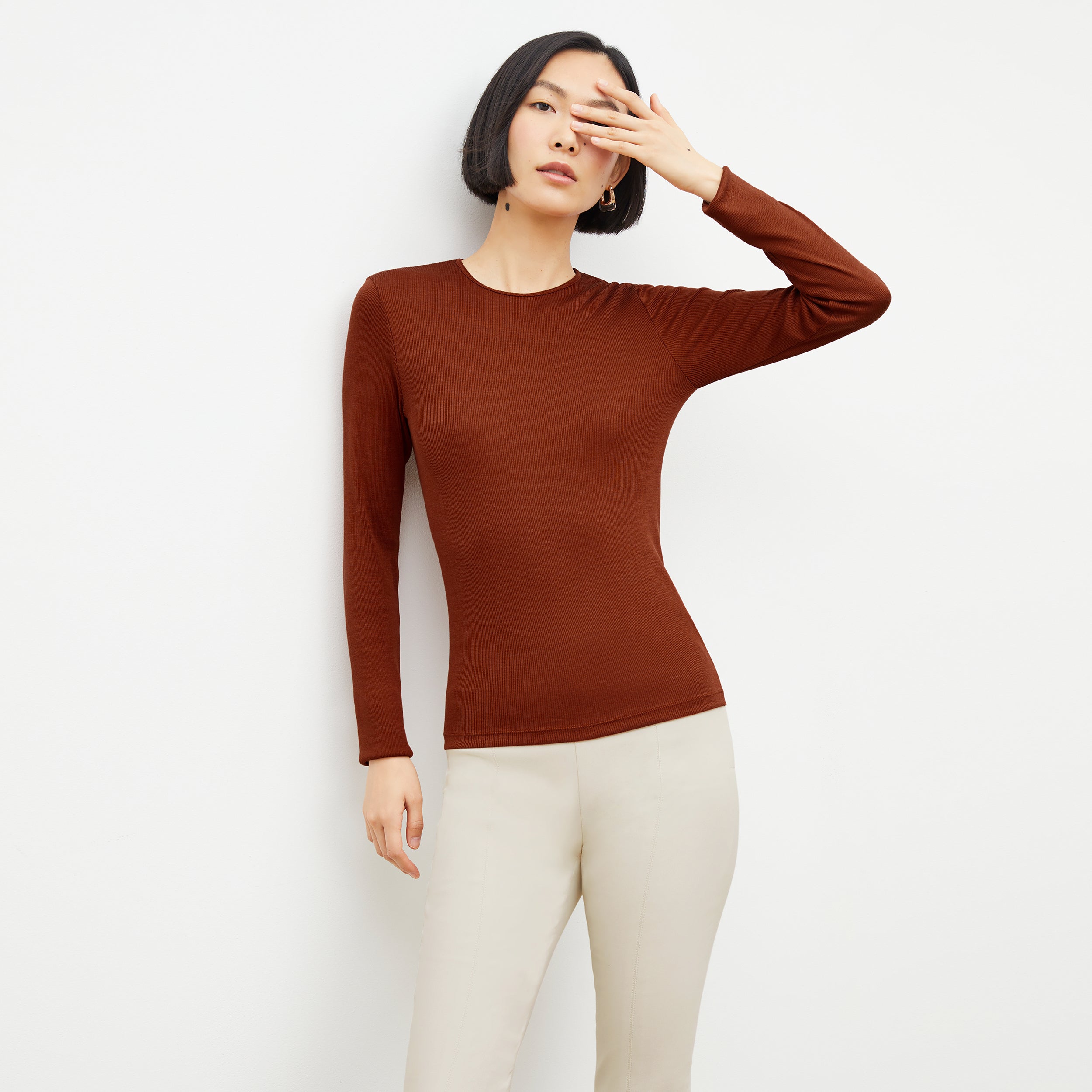 Foster Cigarette Pants for Women - High Waisted Stretch Work Pants in Bone Color - Perfect for Office, Business Casual & Travel