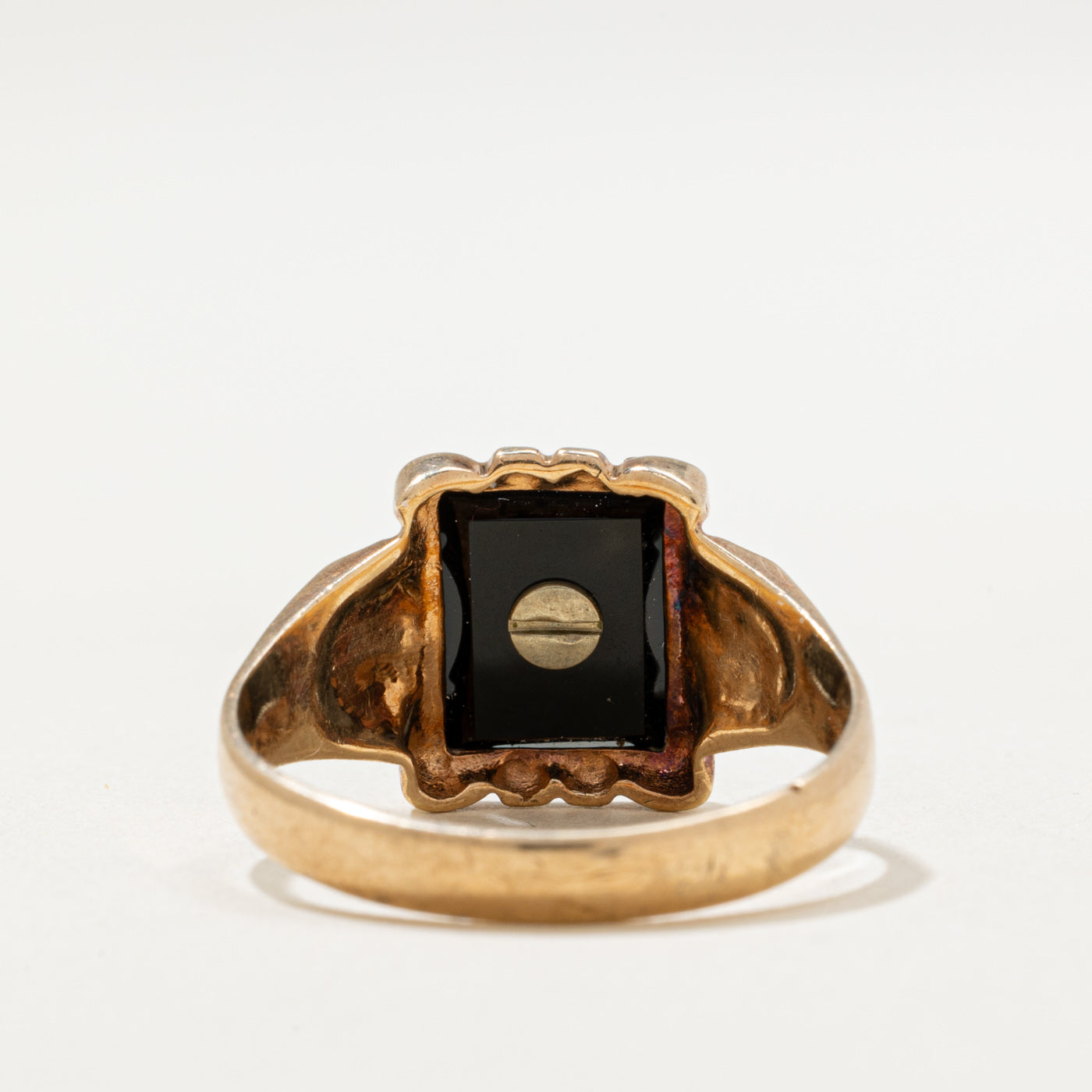 10K Gold Onyx 'R' Initial Ring - 1.66ct Elegant Personalized Jewelry for Women - Size 9 - Perfect for Birthdays, Anniversaries & Gifts