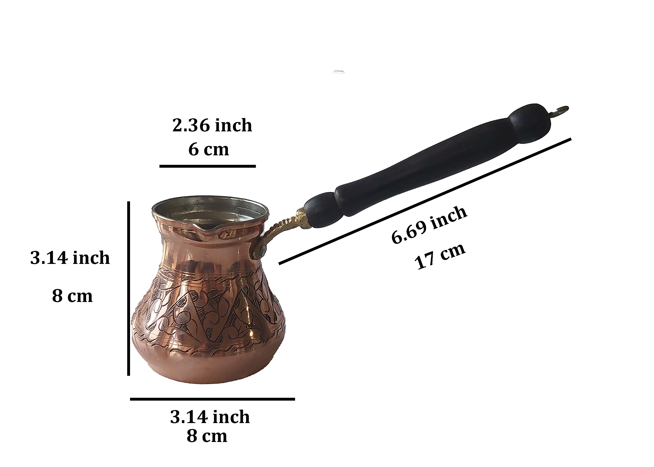 Authentic Turkish Coffee Pot - Traditional Hammered Copper Cezve/Ibrik (200ml/6.75oz) - Stovetop Espresso Maker for Home & Gifts - Perfect for Turkish, Greek & Middle Eastern Coffee Brewing