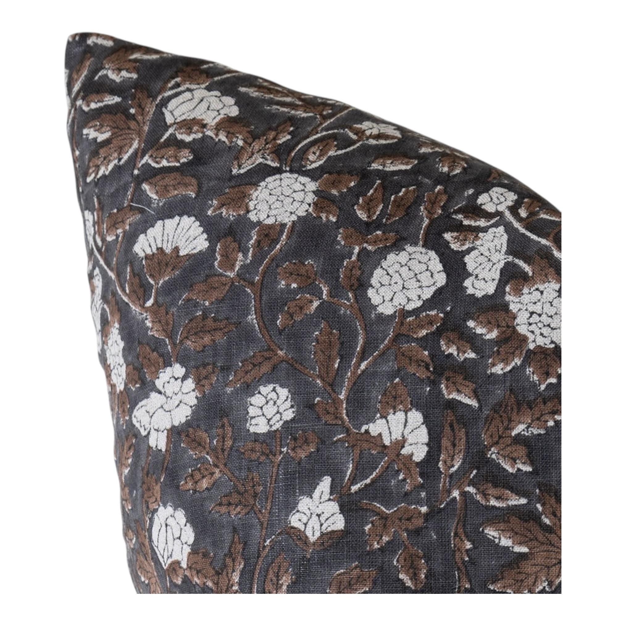 Everson Designer Block Print Floral Pillow Cover - Bohemian Home Decor for Living Room, Bedroom & Sofa