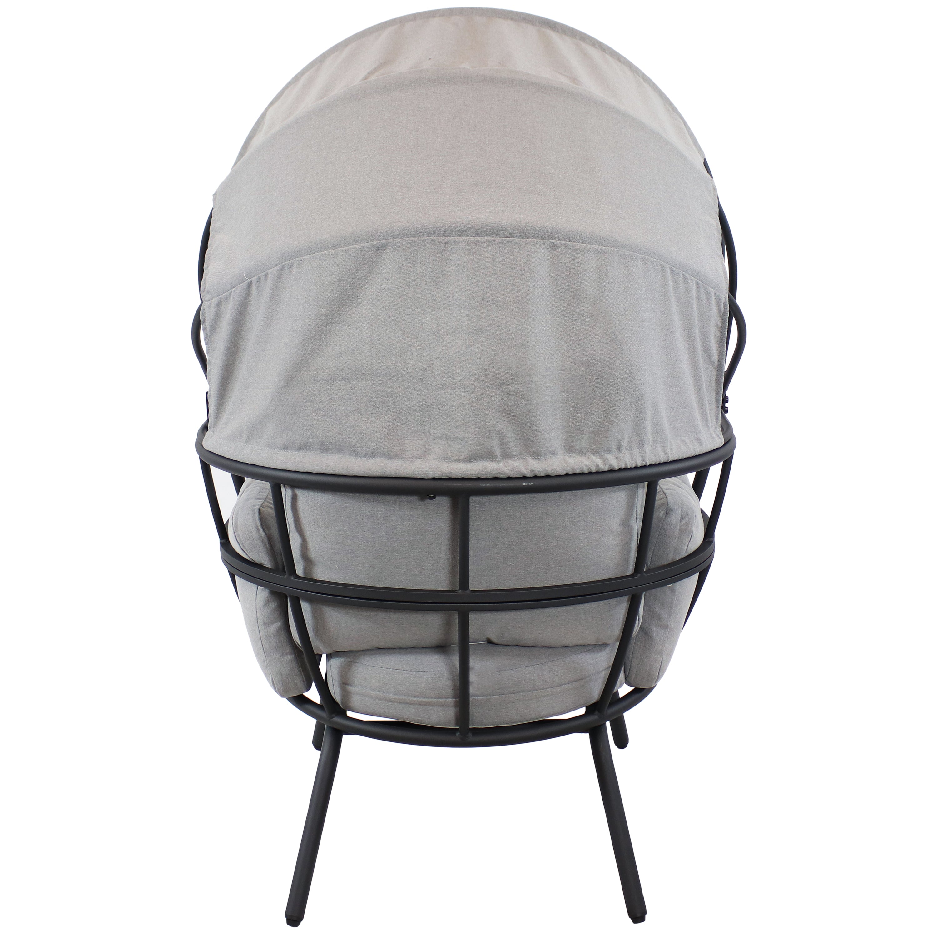 Sunnydaze Modern Luxury Patio Egg Chair with Canopy - Hanging Egg Swing Chair for Outdoor Garden, Balcony, Backyard & Poolside Relaxation
