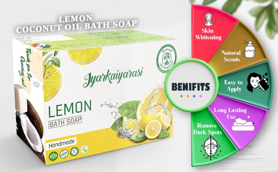Pure Coconut Oil & Lemon Handmade Soap - 73.4% TFM, pH 8, Vegan, Chemical-Free, Fragrance-Free for All Skin Types (130g x 10 Pack) | Natural Skincare, Daily Cleansing, Sensitive Skin Care, Eco-Friendly Bath & Body
