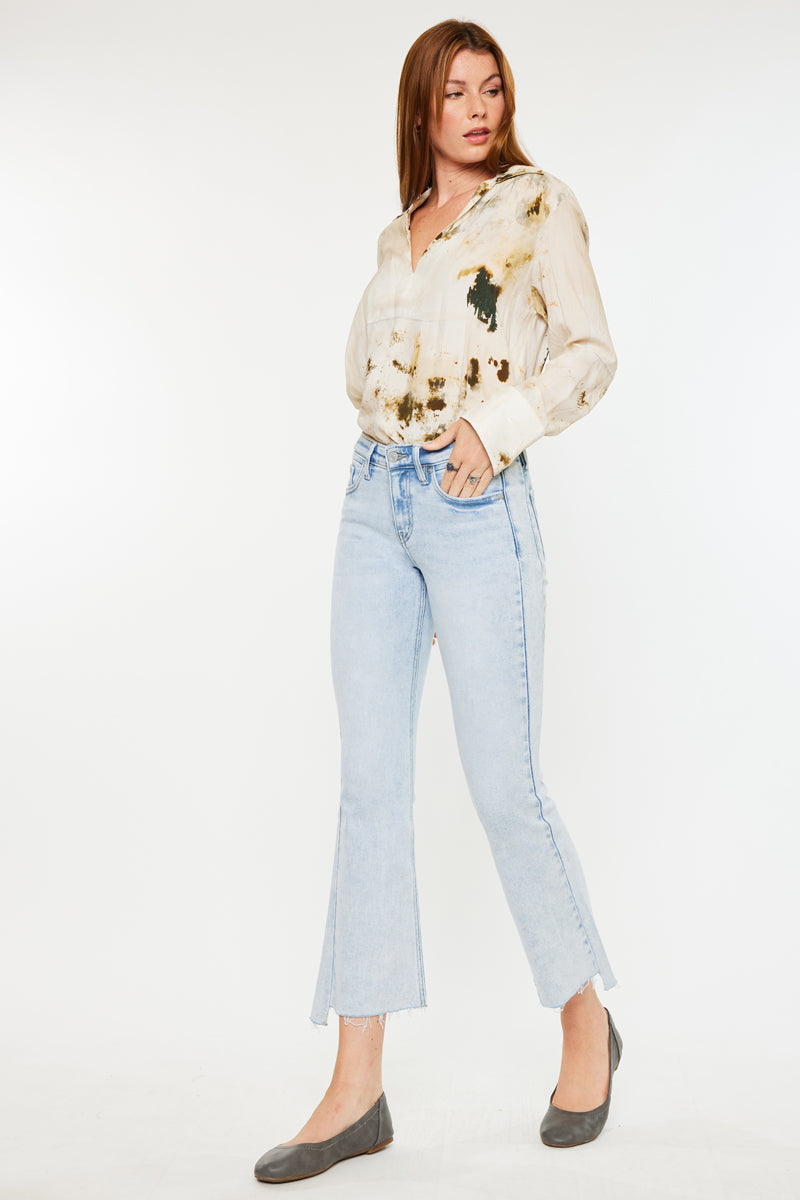 Elsie Mid Rise Cropped Flare Jeans for Women - Stretchy Denim Pants with Comfortable Fit - Perfect for Casual Outfits, Date Nights & Weekend Wear