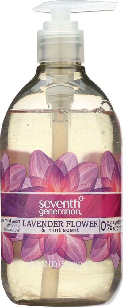 Seventh Generation Lavender Flower & Mint Hand Wash - 12oz | Natural & Eco-Friendly Liquid Soap for Gentle Hand Cleansing | Perfect for Bathroom, Kitchen & Office Use