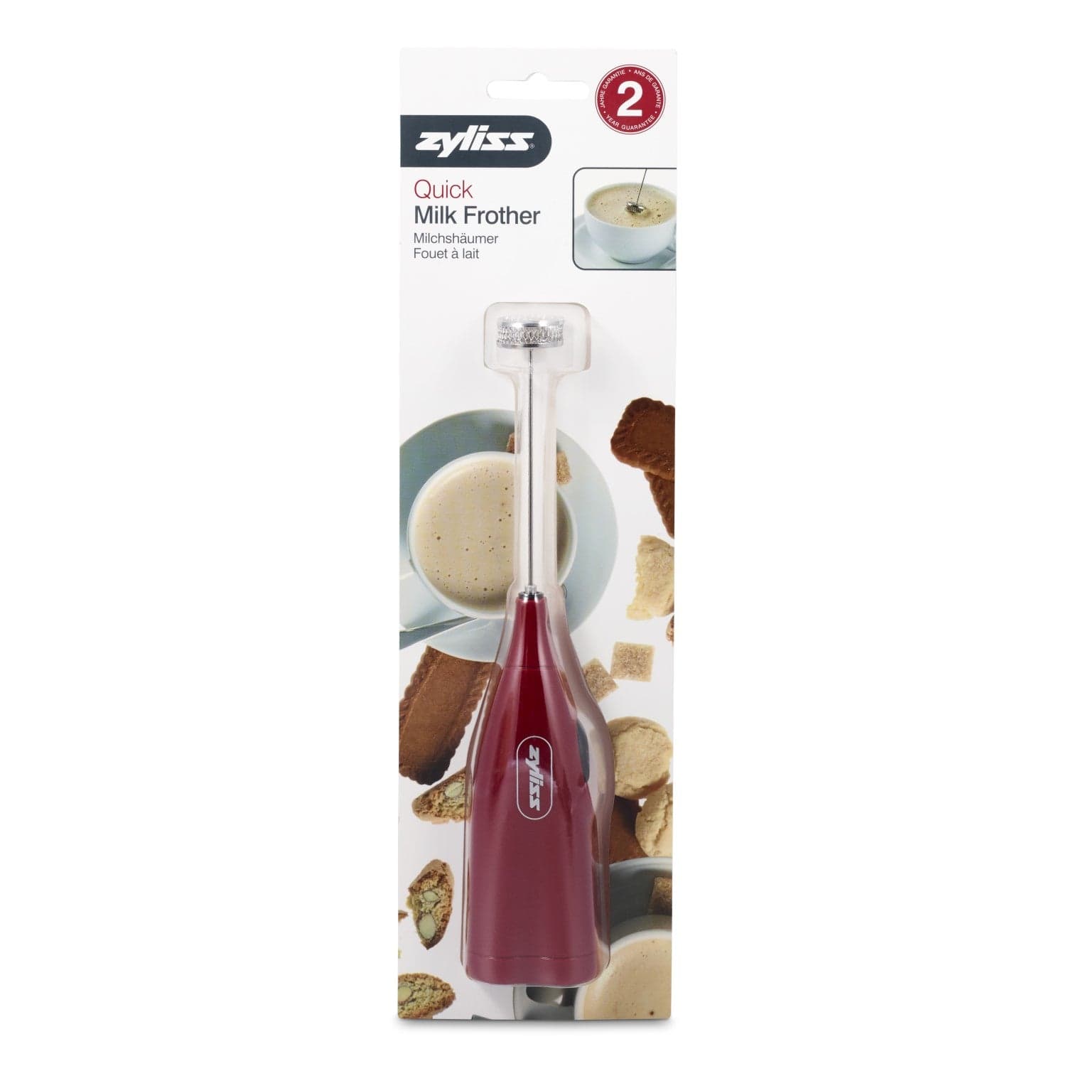 Zyliss Handheld Electric Milk Frother - 3-in-1 Whisk, Frother & Mixer for Coffee, Hot Chocolate & Matcha - Perfect for Lattes, Cappuccinos & Smoothies at Home or Office