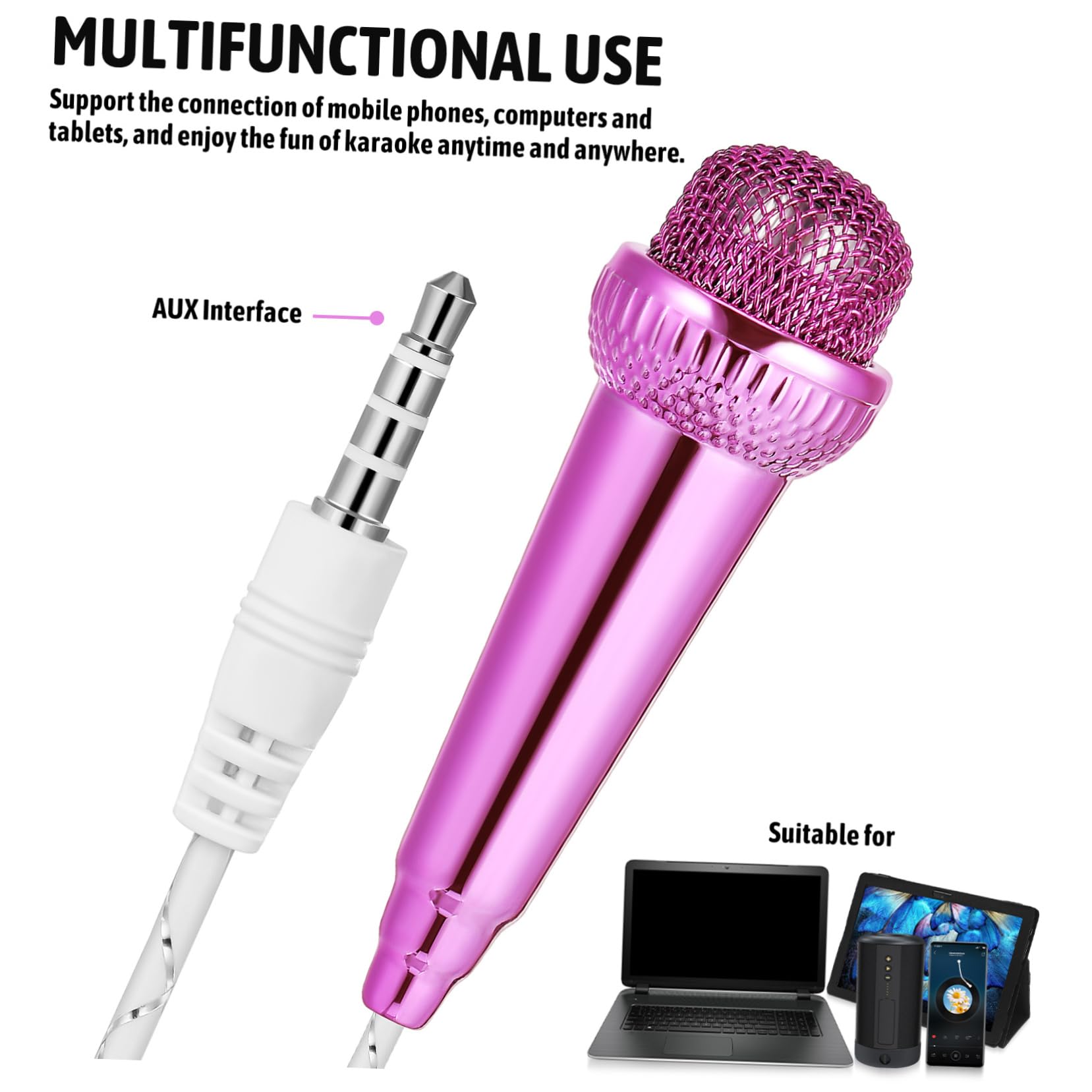 CORHAD Mini Karaoke Microphone - Portable Singing Mic for PC, Phone & Karaoke Machine - Plastic Coated for Durability - Perfect for Home Karaoke, Live Streaming & Music Recording