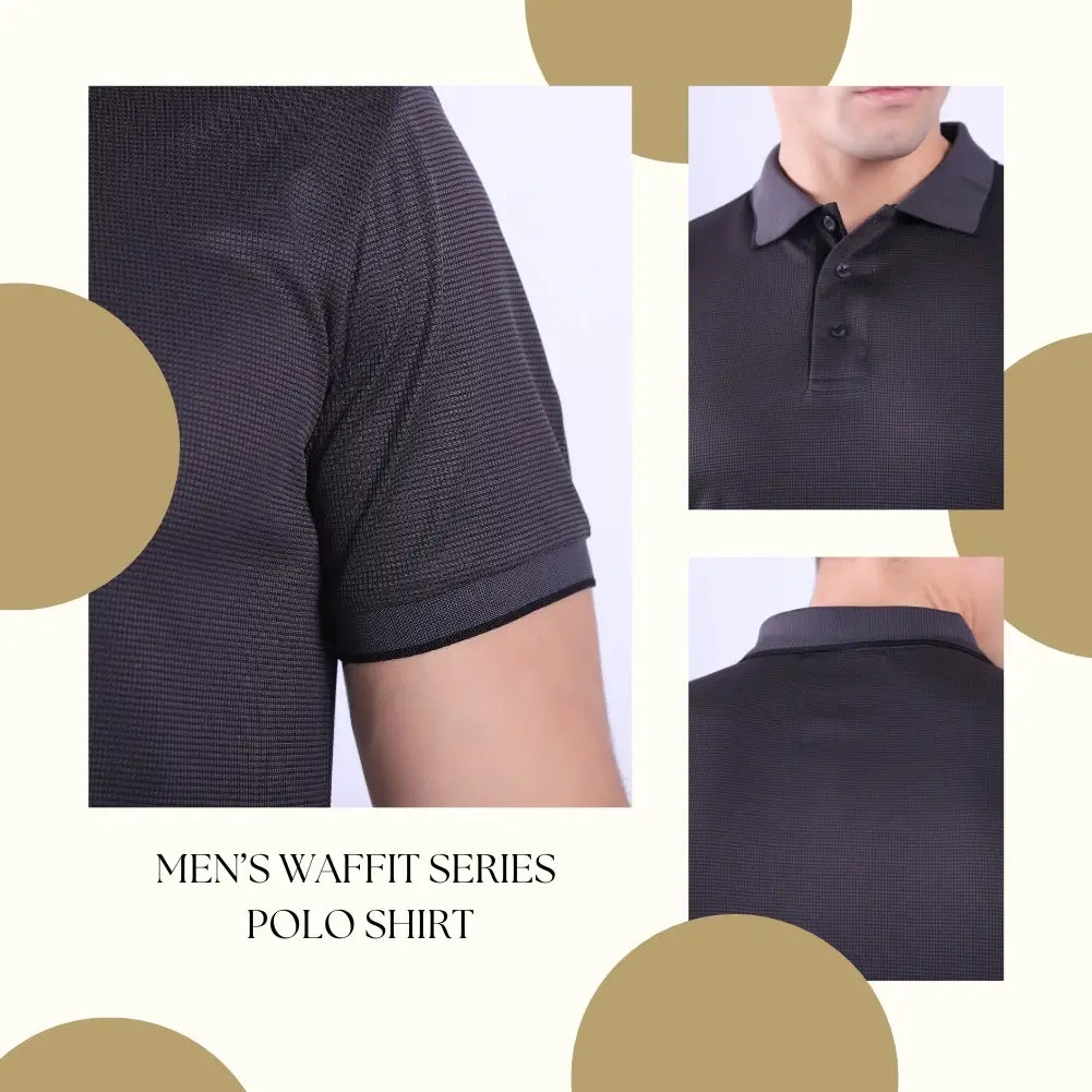 3 Pack Men's Waffit Series Polo Shirts - Breathable Cotton Casual Shirts for Work & Golf - Comfortable Short Sleeve Button Down Shirts for Business, Office & Outdoor Activities
