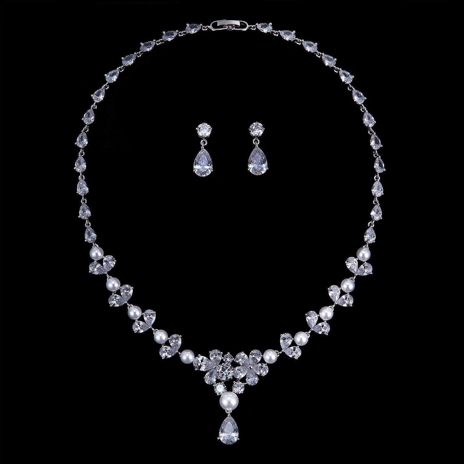 Cubic Zirconia Wedding Jewelry Set - Necklace & Earrings for Women | Elegant Bridal Accessories for Wedding, Engagement & Special Occasions