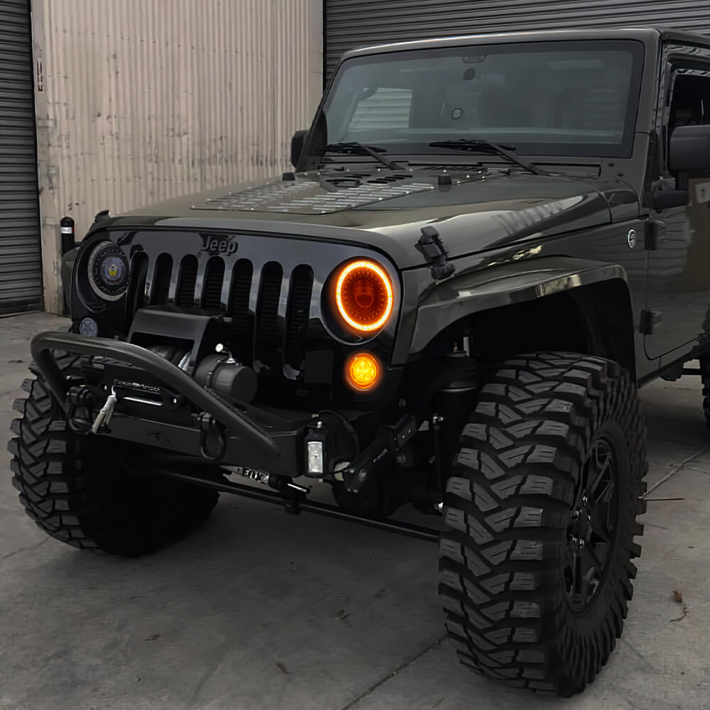 LED Turn Signal Lights Front Blinkers & Parking Lights Compatible with 2007-2018 Jeep Wrangler JK & Unlimited - Durable Replacement for Off-Road & Daily Driving