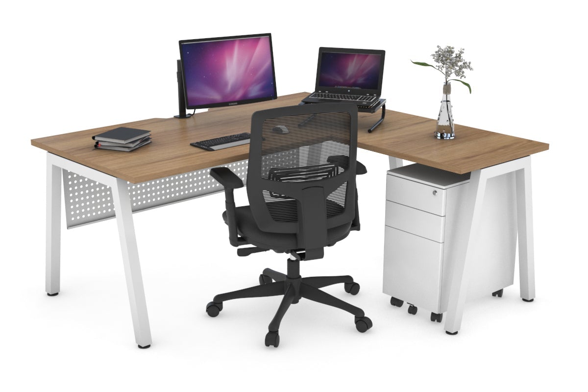 Quadro A Legs L-Shaped Corner Office Desk - 1800L x 1550W with Cable Management | Modern Home Office & Gaming Desk for Small Spaces