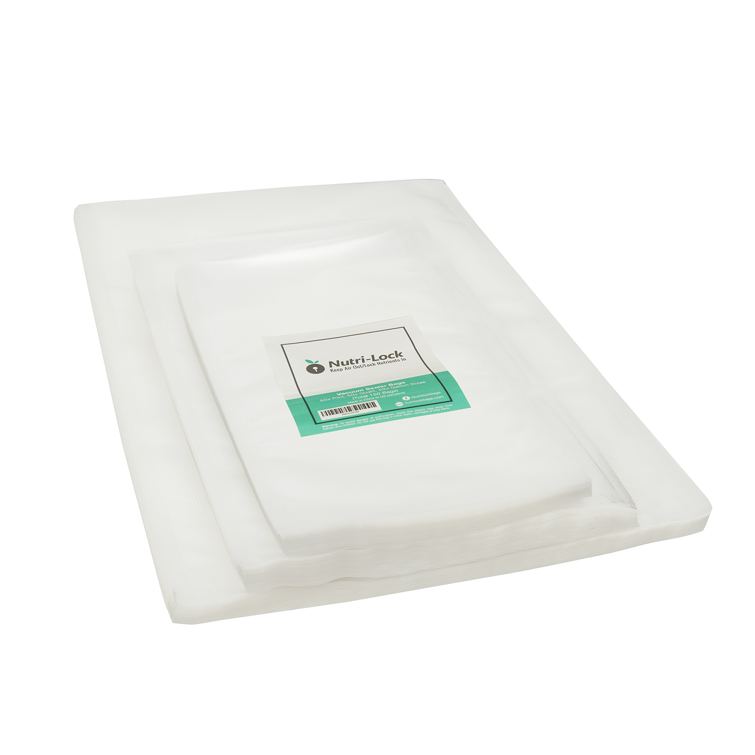 Premium Vacuum Sealer Bags - 150 Count (50 Pint 6x10, 50 Quart 8x12, 50 Gallon 11x16) | BPA-Free Food Storage Bags | Ideal for Sous Vide Cooking, Meal Prep & Freezer Organization