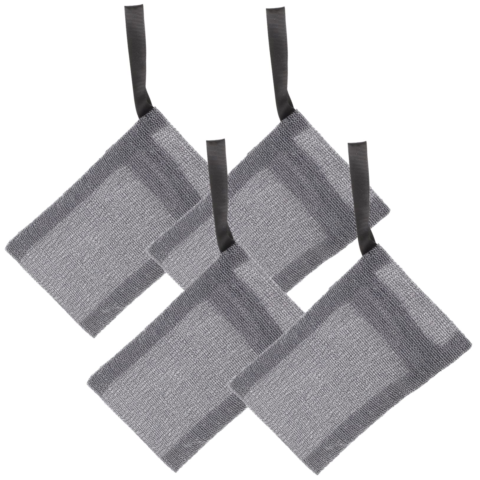 Minkissy 4-Pack Exfoliating Soap Mesh Bags with Pumice Stone for Feet - Nylon Fiber Soap Savers & Pouches for Bar Soap - Perfect for Bath, Shower & Travel Use
