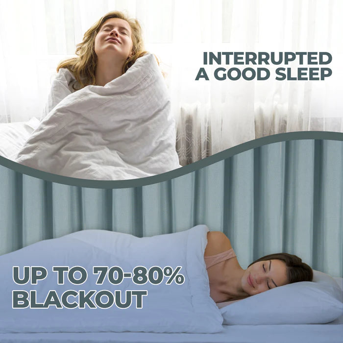 Blackout Curtains for Bedroom - 100% Linen Washable Room Darkening Curtains Set of 2 Panels - Perfect for Home Theater, Nursery & Light Sleepers