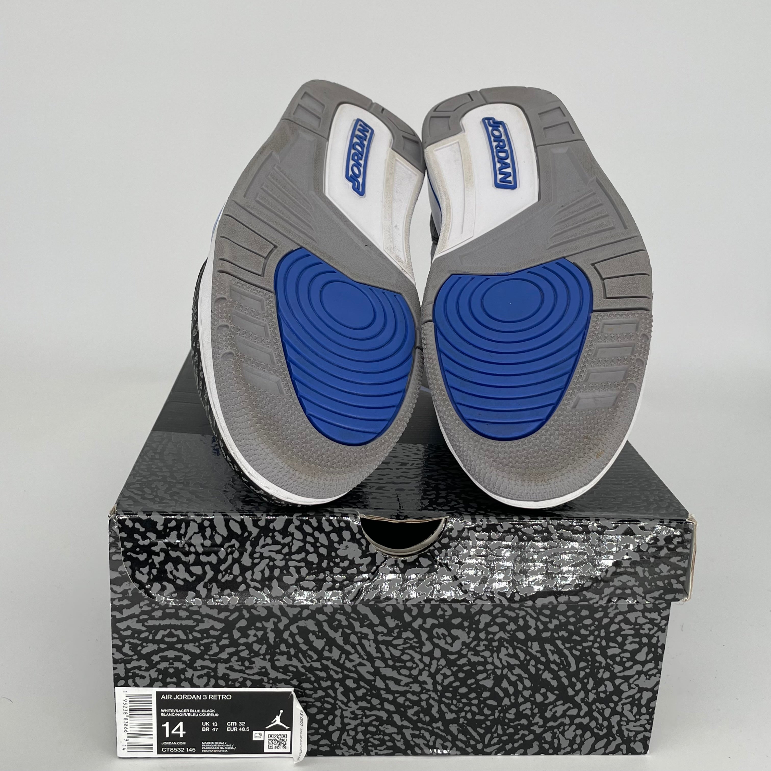 Air Jordan 3 Retro 'Racer Blue' Men's Basketball Shoes Size 14 - CT8532-145 | Authentic Sneakers for Sports, Streetwear & Sneaker Collection