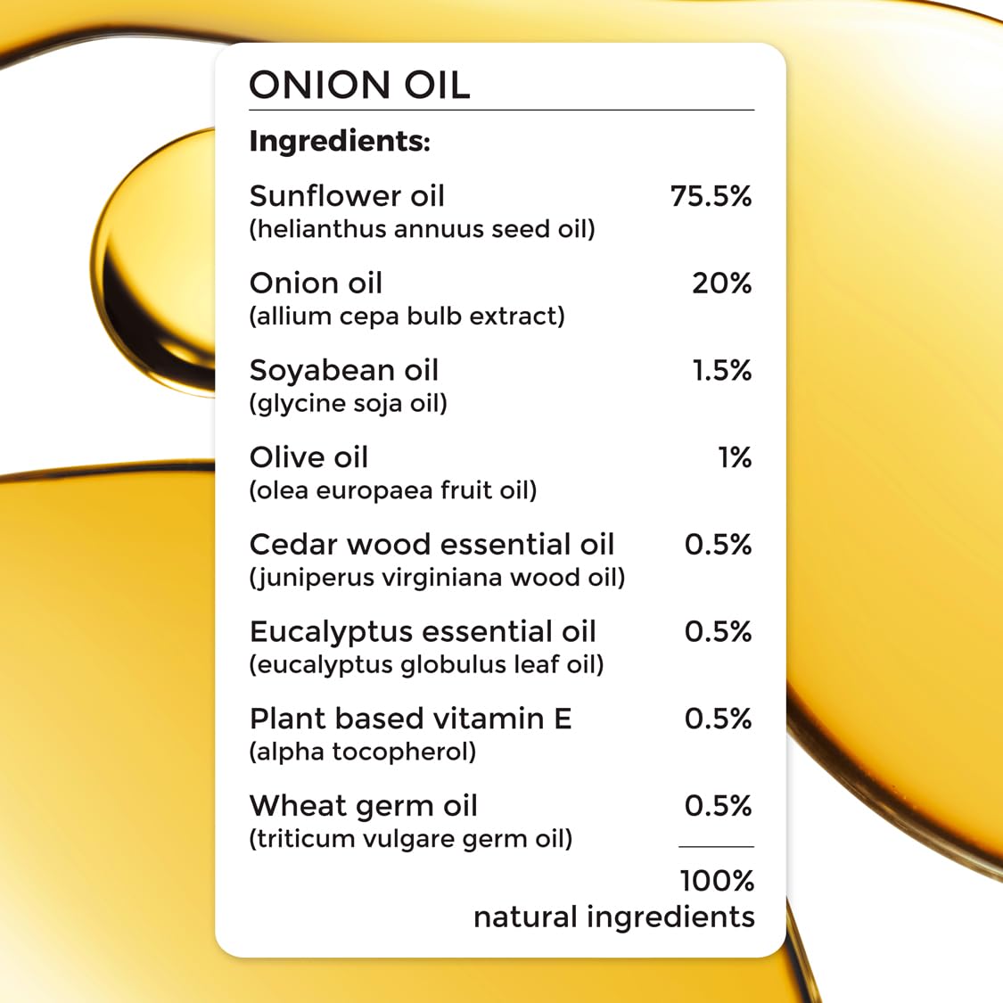Brillare Onion Hair Oil with Cedarwood & Sunflower Oil - 100% Natural Hair Fall Control Treatment, Refreshing Fragrance, 100ml - Promotes Hair Growth & Reduces Breakage for Thicker, Healthier Hair (Perfect for Daily Hair Care & Scalp Massage)