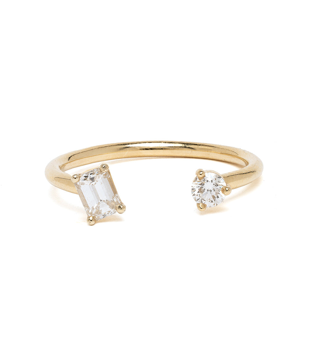 Lunetta Ring with Round and Emerald Cut Diamonds – Elegant Wedding, Engagement & Anniversary Jewelry Gift for Women