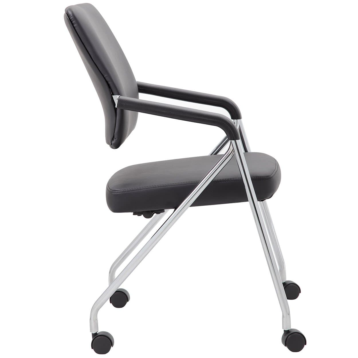 Boss Office Folding Chairs with Wheels - 2 Pack Rolling Conference Chairs, Heavy Duty Swivel Casters for Home Office, Meetings & Events [B1800 CP 2] - Perfect for Conference Rooms, Home Workspaces & Temporary Seating