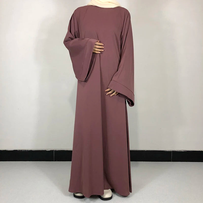 Basic Plain Nida Abaya with Free Belt - Modest Muslim Dress for Women - Perfect for Prayer, Eid, and Special Occasions