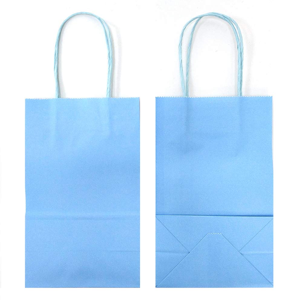 AZOWA 12-Pack Large Kraft Paper Gift Bags with Handles - 7.5 x 3.9 x 9.8 Inches, Light Blue - Perfect for Birthday, Wedding, Party Favors & Holiday Gift Wrapping