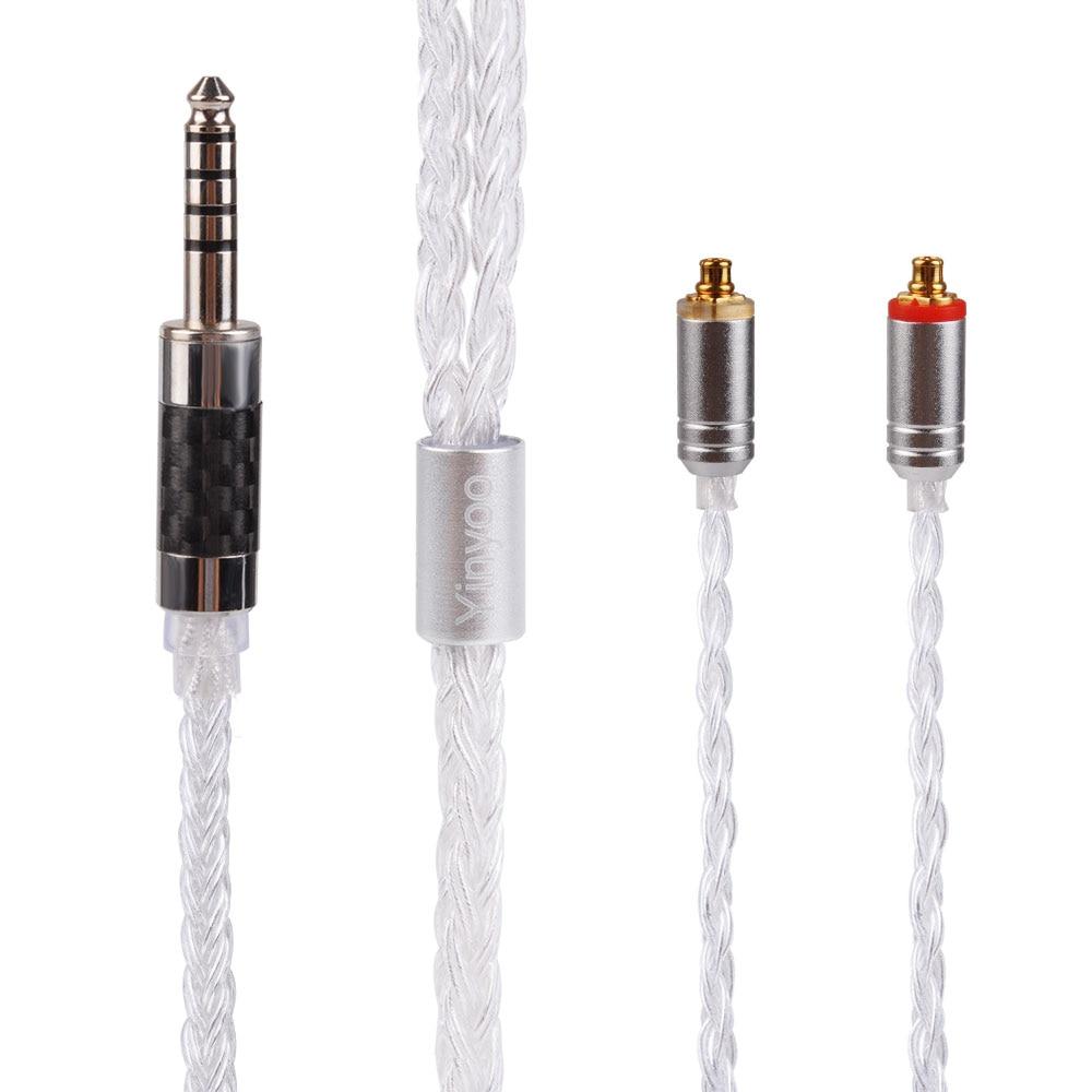 Yinyoo 16 Core Silver Plated Upgrade Cable for IEMs - 2.5mm/3.5mm/4.4mm Balanced & Unbalanced - Compatible with MMCX/2PIN/QDC Connectors - Perfect for Audiophiles, Musicians & Studio Monitoring