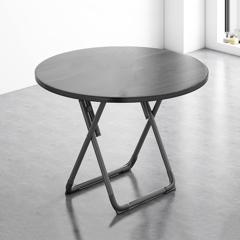 Portable Solid Wood Folding Dining Table with Metal Legs - Small Round Outdoor Picnic Table, Waterproof Coffee & Side Table for Living Room, Bedroom, Balcony | Perfect for Camping, Parties & Small Space Dining
