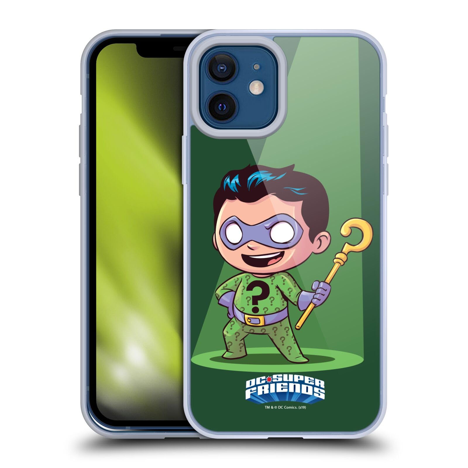 Official DC Comics Super Friends The Riddler Soft Gel Case for iPhone 12/12 Pro - Licensed Toddler-Proof Phone Cover | Perfect for Kids, Superhero Fans & Comic Lovers