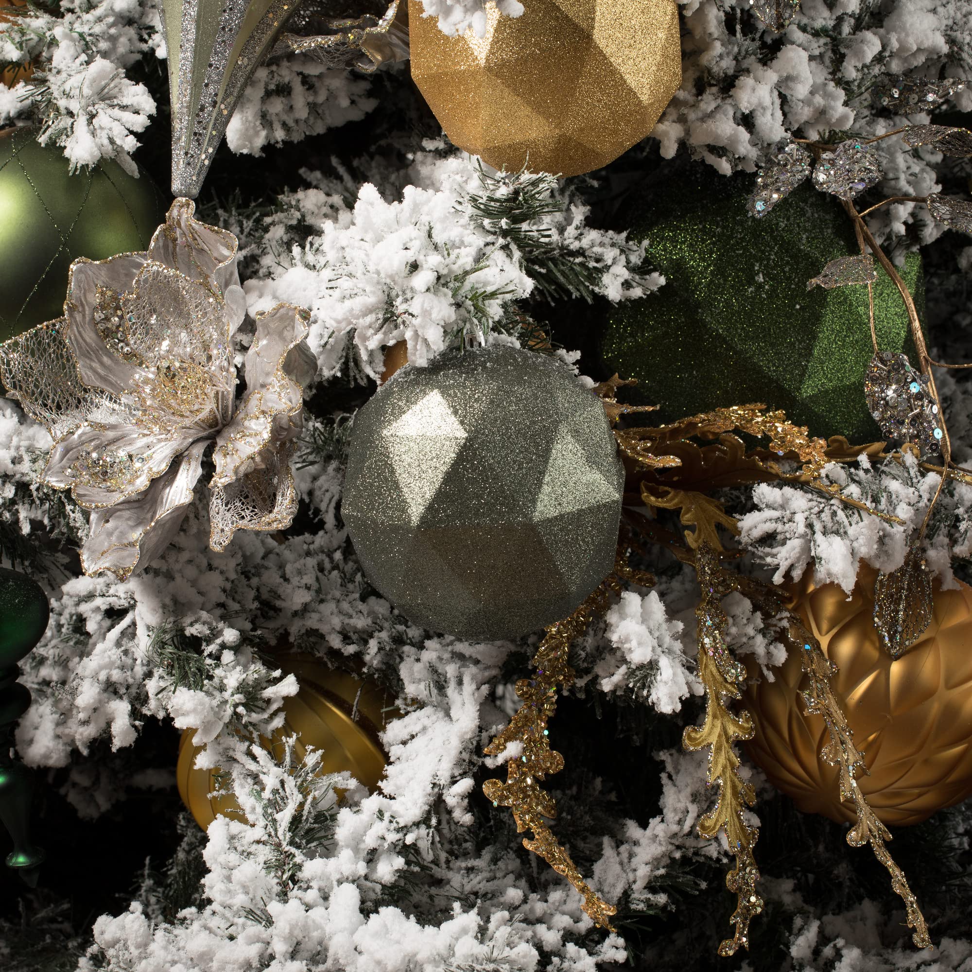 Vickerman 6-Inch Wrought Iron Glitter Geometric Ball Ornaments - Set of 4 - Christmas Tree Decorations, Holiday Party Decor, Home and Office Decorative Accents