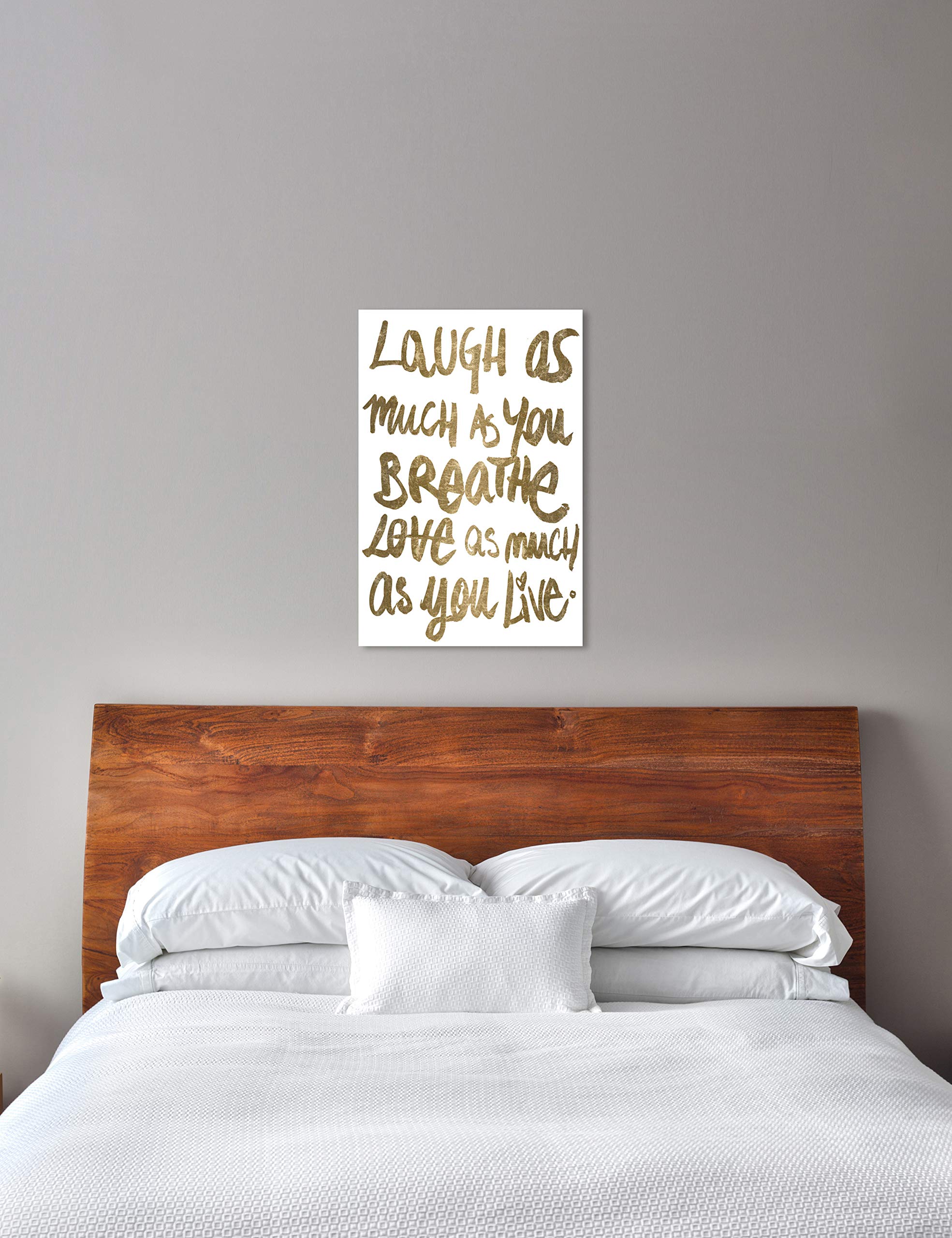 Oliver Gal Artist Co. Typography & Quotes Canvas Wall Art Print - 24x36 Inch Gold & White Home Decor for Living Room, Bedroom & Office - Inspirational Laugh Quote Artwork