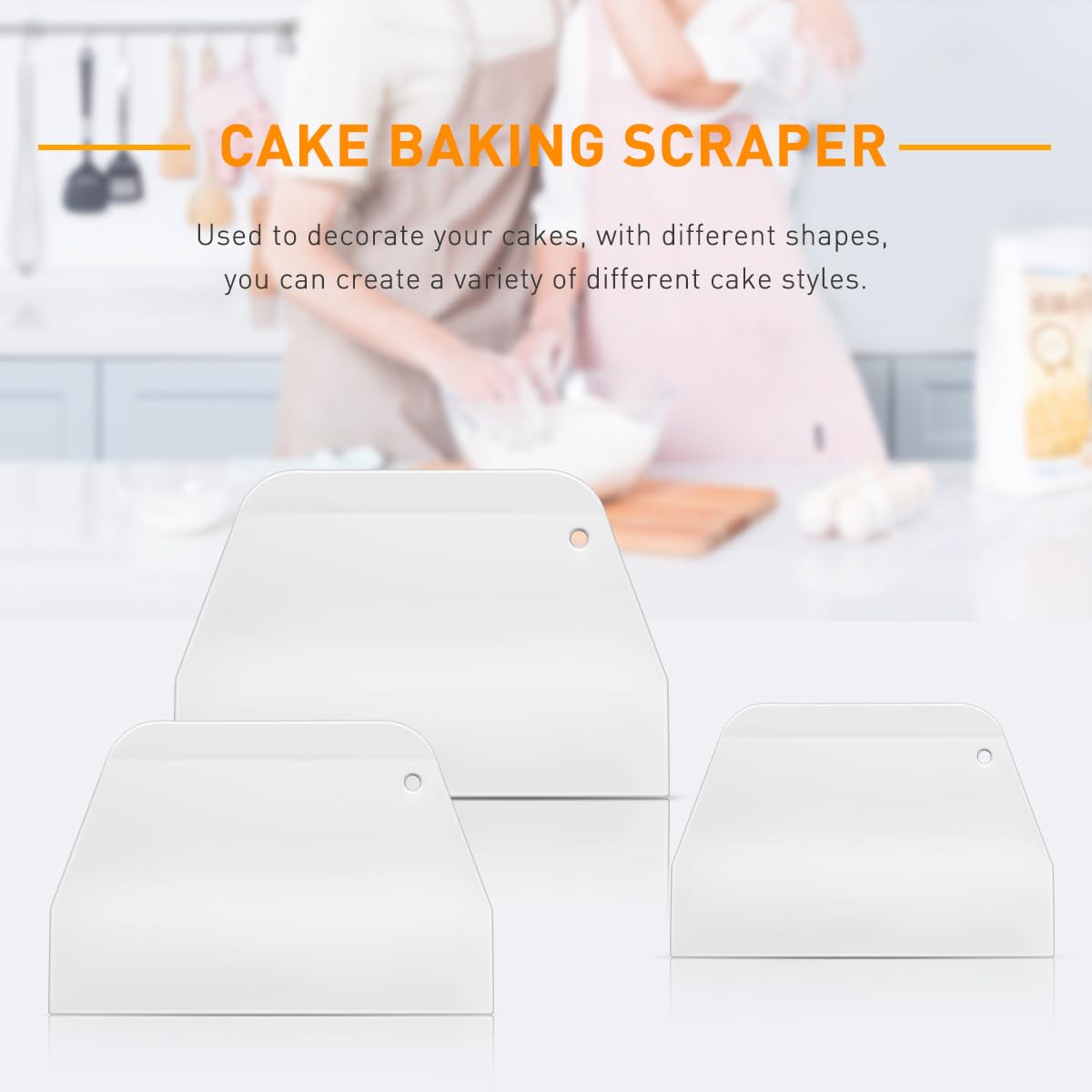 Hemoton 3-Piece Silicone Cake Scraper Set - Multi-Purpose Dough & Bowl Scraper, Cake Decorating & Icing Smoother Tools for Professional Baking | Perfect for Cake, Bread, Pastry & Cookie Dough Preparation