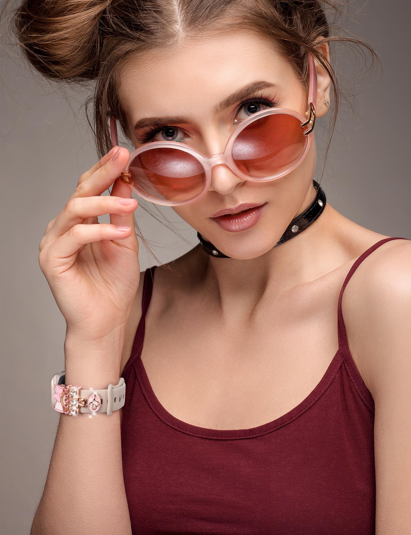 Cartoon Watch Band Charms for Apple Watch Series 8/7/6/5/4/3/2/1 - Cute Diamond Decorative Ring Loops Accessories Set, Jewelry Gifts for Women Girls (No Band) - Perfect for Daily Wear, Parties & Fashion Outfits