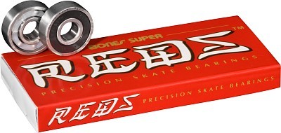 BONES® SUPER REDS® Bearings (8 Pack) - High Performance Skateboard Bearings for Smooth and Fast Riding - Perfect for Street Skating, Park Riding, and Longboard Cruising