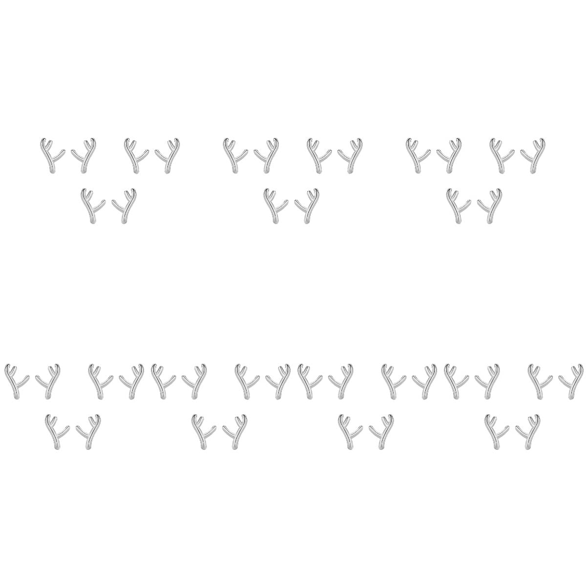 PRETYZOOM 7-Piece Christmas Stud Earrings Set - Reindeer Antler Ear Studs for Women, Holiday Party Jewelry Gifts (Gold/Silver) - Perfect for Xmas Parties, Office Celebrations & Festive Outfits