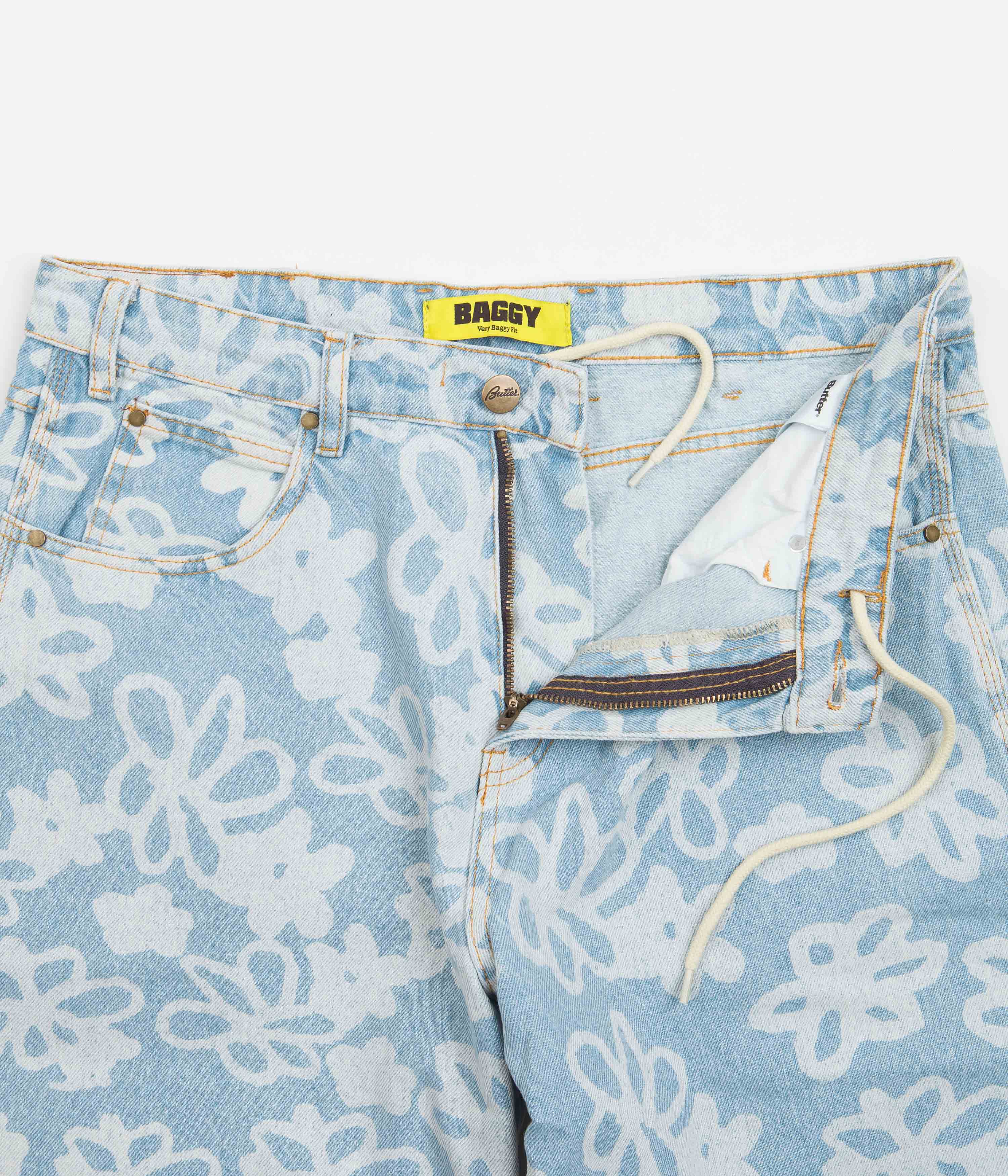 Butter Goods Flowers Jeans - Light Blue Distressed Denim Pants for Women | Casual Streetwear & Spring Outfits