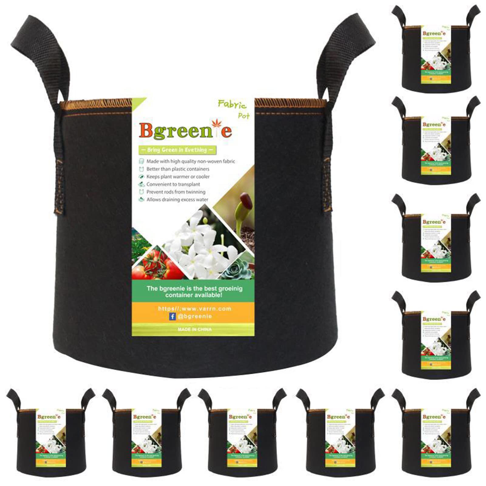 Aracher 10 Pack Heavy Duty Non-Woven Fabric Grow Bags with Handles - Durable Plant Pots for Vegetables, Flowers, Tomatoes, Fruits - Ideal for Indoor/Outdoor Gardening, Balcony Planting & Urban Farming