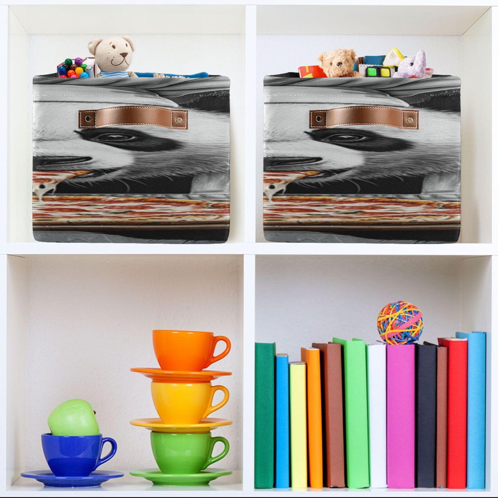 Large Foldable Storage Baskets with Handles - 2 Pack Panda Design for Home Organization, Closet & Shelf Storage | Perfect for Bedroom, Bathroom, and Kitchen Organization