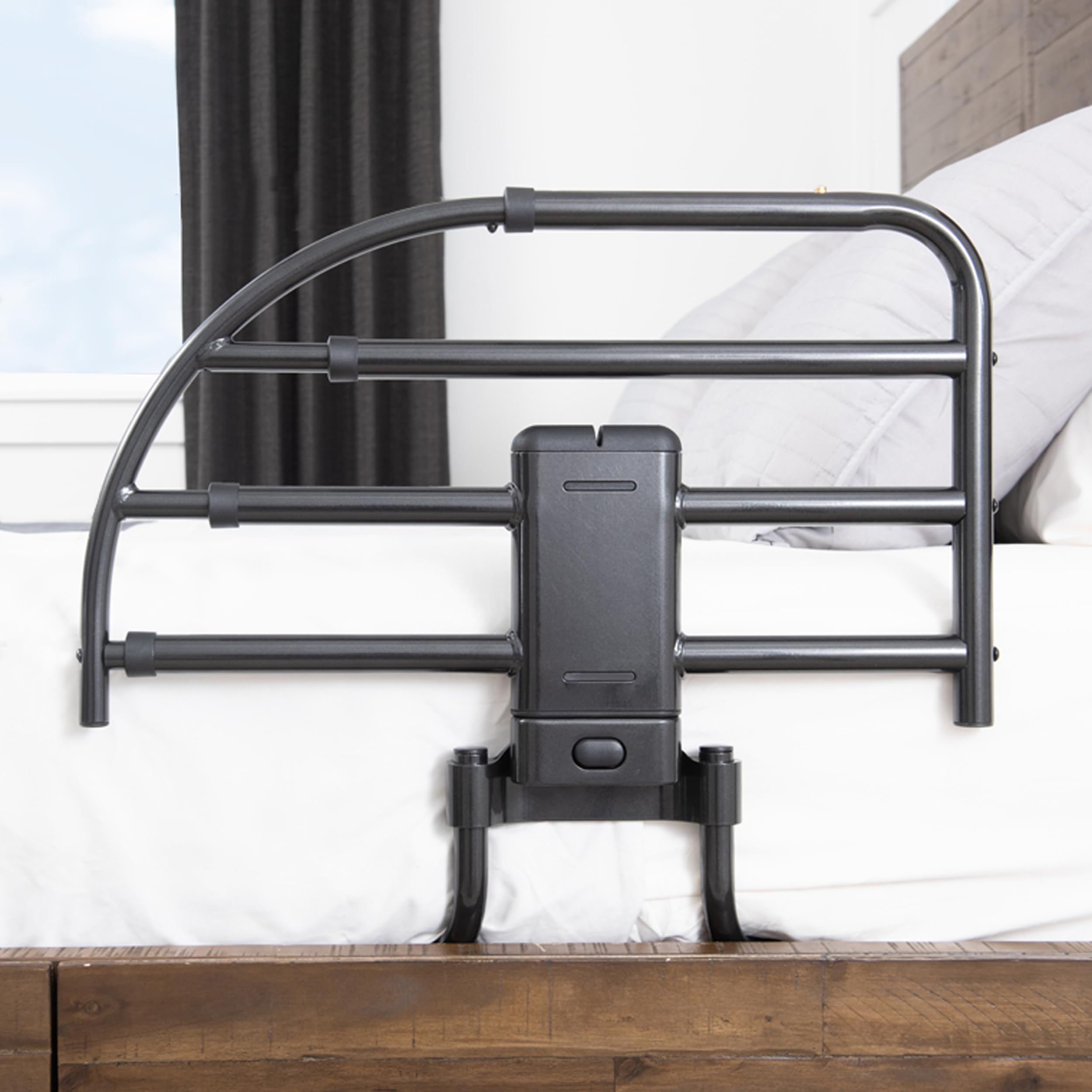 Able Life Click-N-Go Extendable Bed Rail for Wood Adjustable Bed Frames - Removable Bed Handle for Elderly & Seniors - Fits King, Queen, Full & Twin Beds - ASTM Safety Approved Bedrail - Ideal for Home Care & Assisted Living Facilities