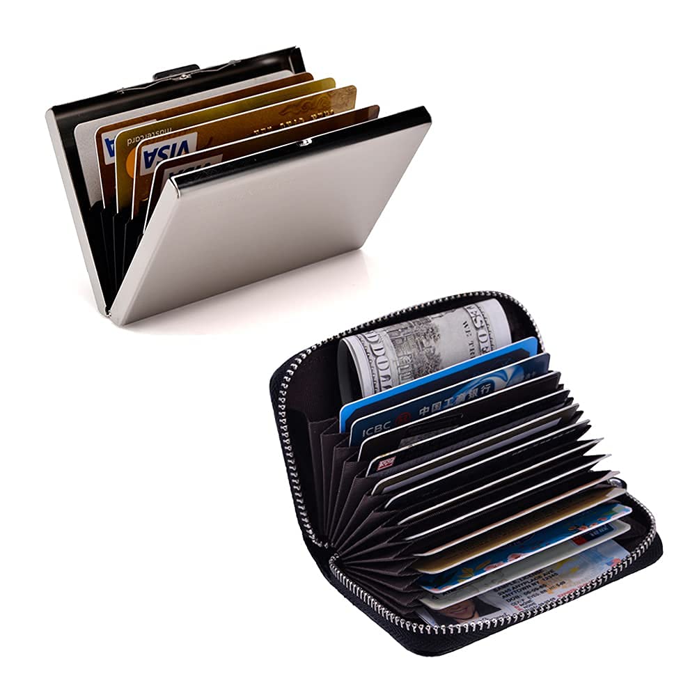 EASTNIGHTS RFID Blocking Metal Credit Card Holder (2-Pack) - Slim Business Card Case Wallet for Men & Women - Perfect for Travel, Office & Everyday Use