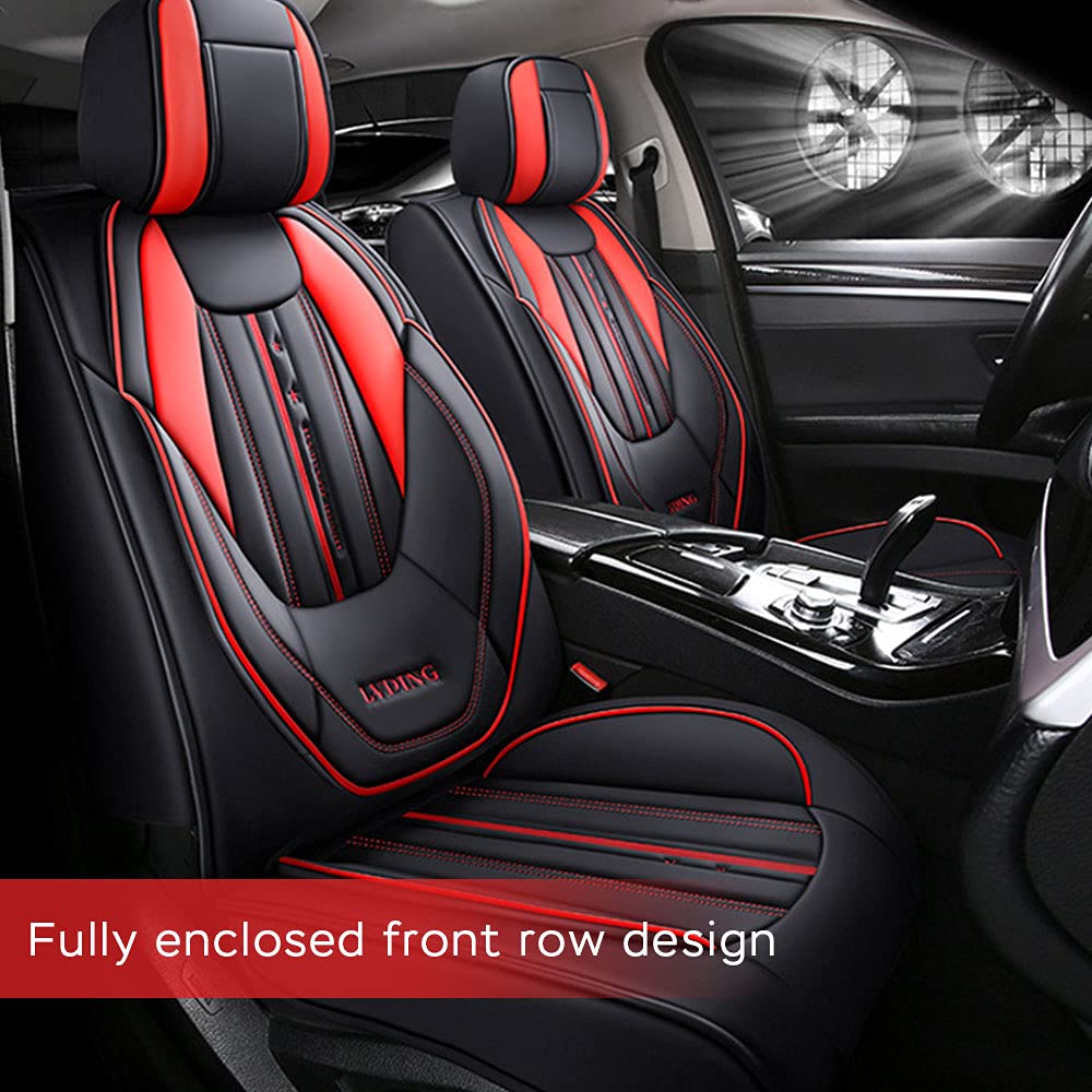 Maidao Universal Car Seat Covers for Jeep Compass 2017 - Waterproof, Anti-Slip, Wear-Resistant Seat Protectors (Airbag Compatible) in Black & Red - Perfect for Road Trips & Daily Commutes