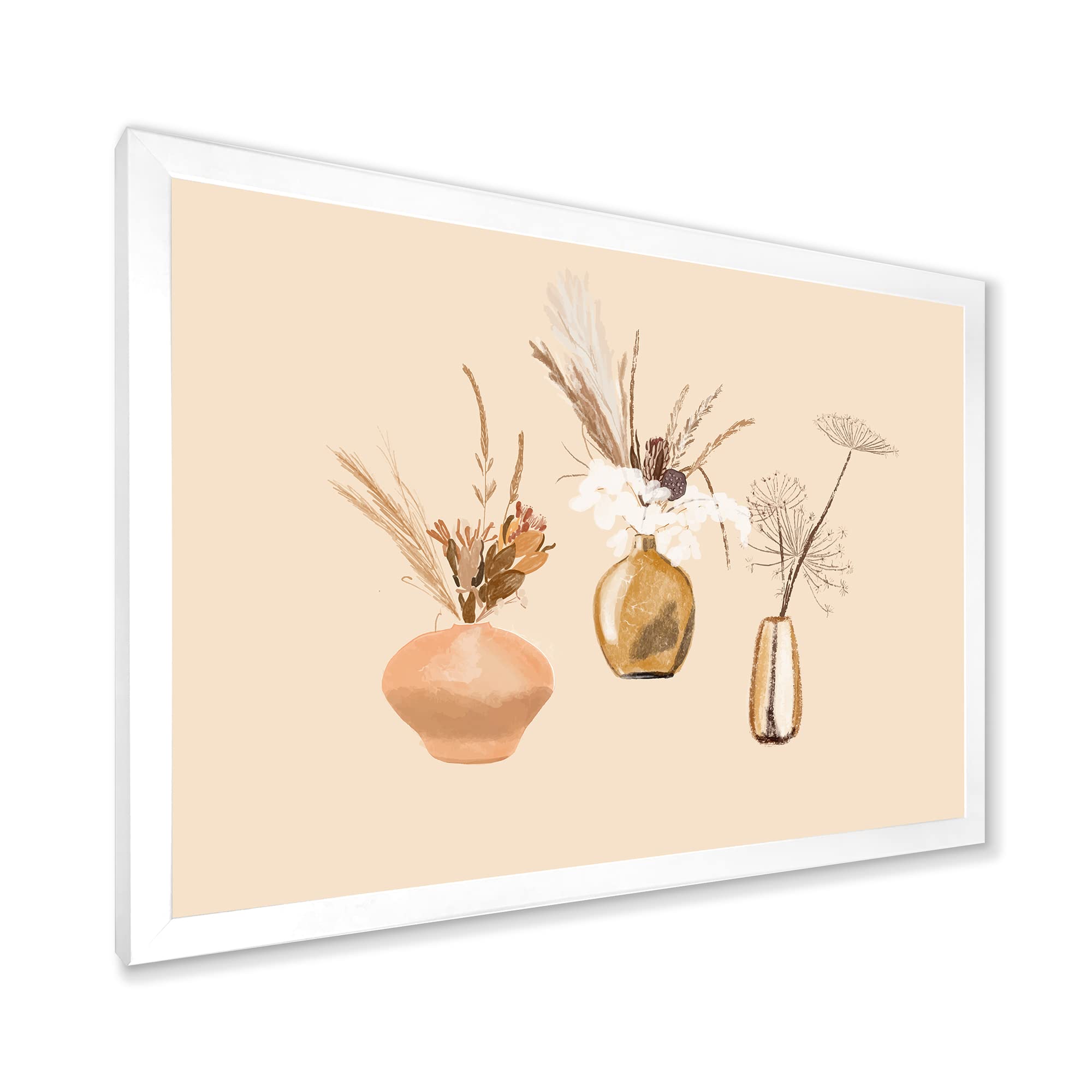Traditional Framed Wall Art - Bouquets of Wildflowers in Gold Vases | Home Decor, Living Room & Bedroom Wall Art