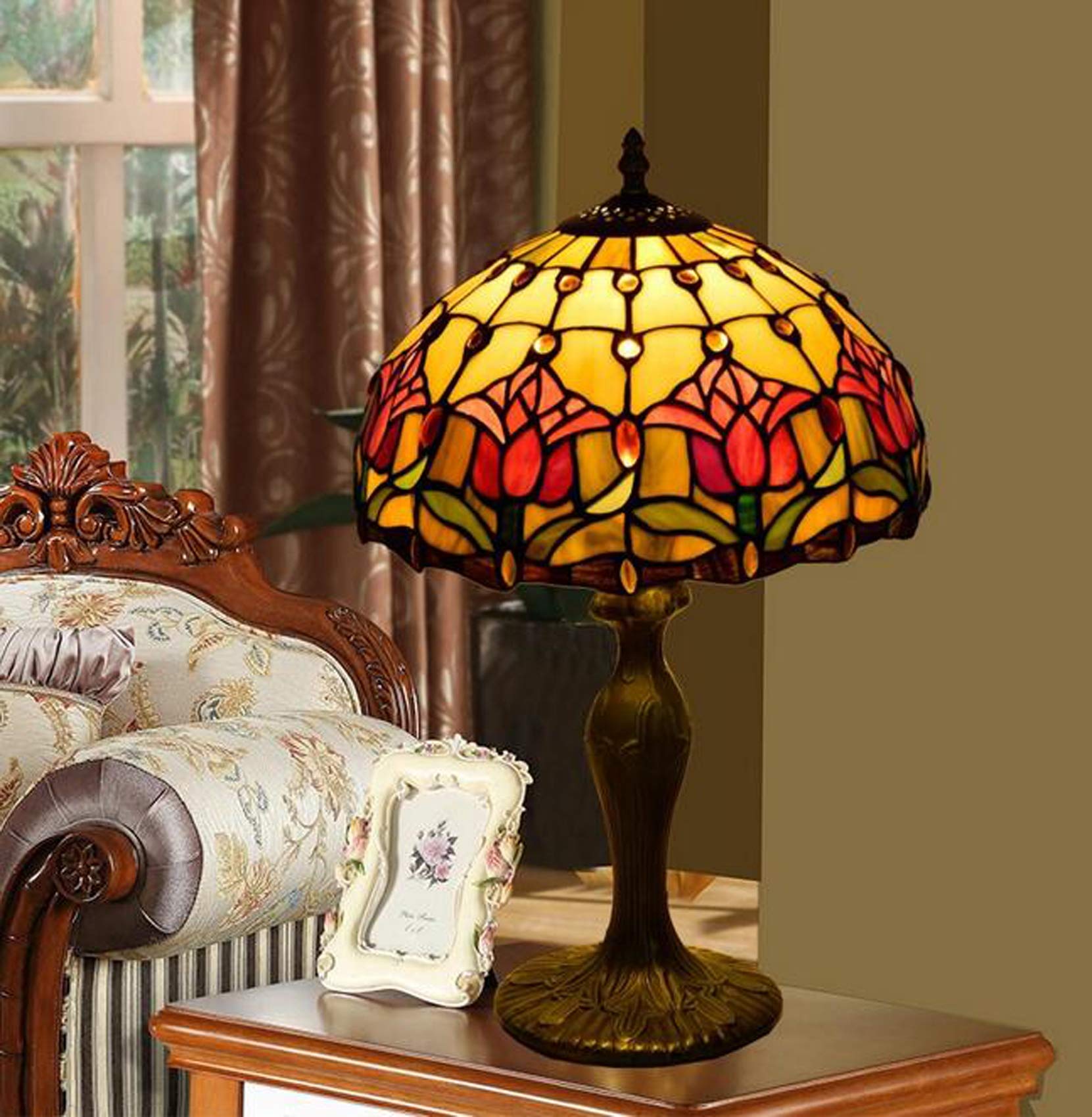 Tiffany Style Stained Glass Table Lamp - 12