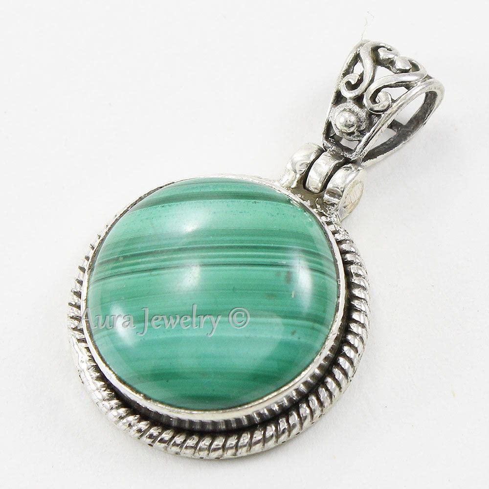 925 Sterling Silver Malachite Pendant Necklace for Women | Mothers Day & Bridesmaid Gift | Boho Jewelry for Daily Wear