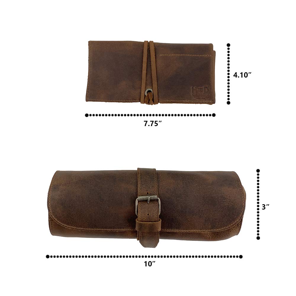 Hide & Drink Rustic Leather Travel Watch Organizer & Cylinder Watch Case - Handmade Leather Watch Storage for Men & Women - Perfect for Travel, Business Trips & Watch Collection Display
