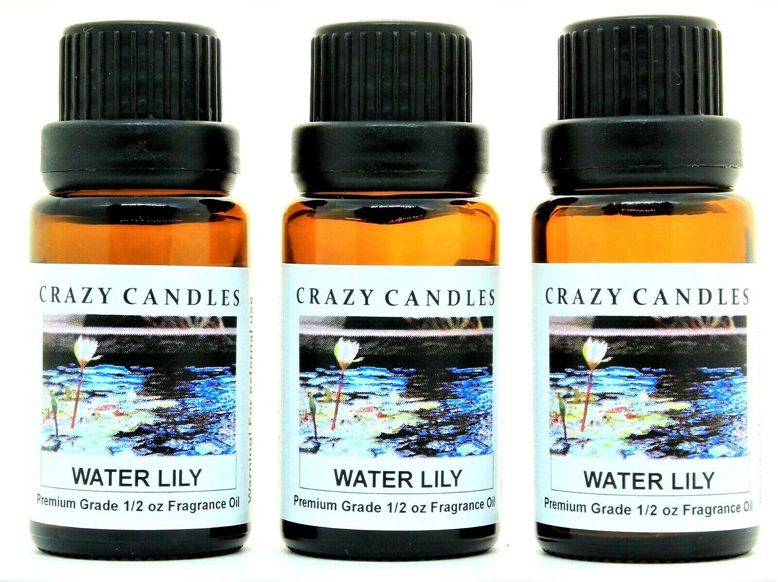 Premium Water Lily Fragrance Oil - 3 Pack (1/2 FL Oz/15ml Each) - Aromatherapy, Candle Making, Soap & Diffuser Scents - Relaxing Spa & Home Scent Solution