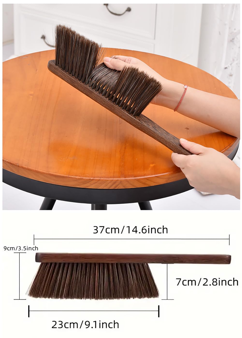 Soft Bristle Hand Broom Brush - Dust Cleaning Brush for Couch, Bed, Sofa, Car & Fireplace | Portable Dusting Brush for Home, Office & Vehicle Cleaning | Multi-Surface Cleaning Tool for Pet Hair, Lint & Debris Removal