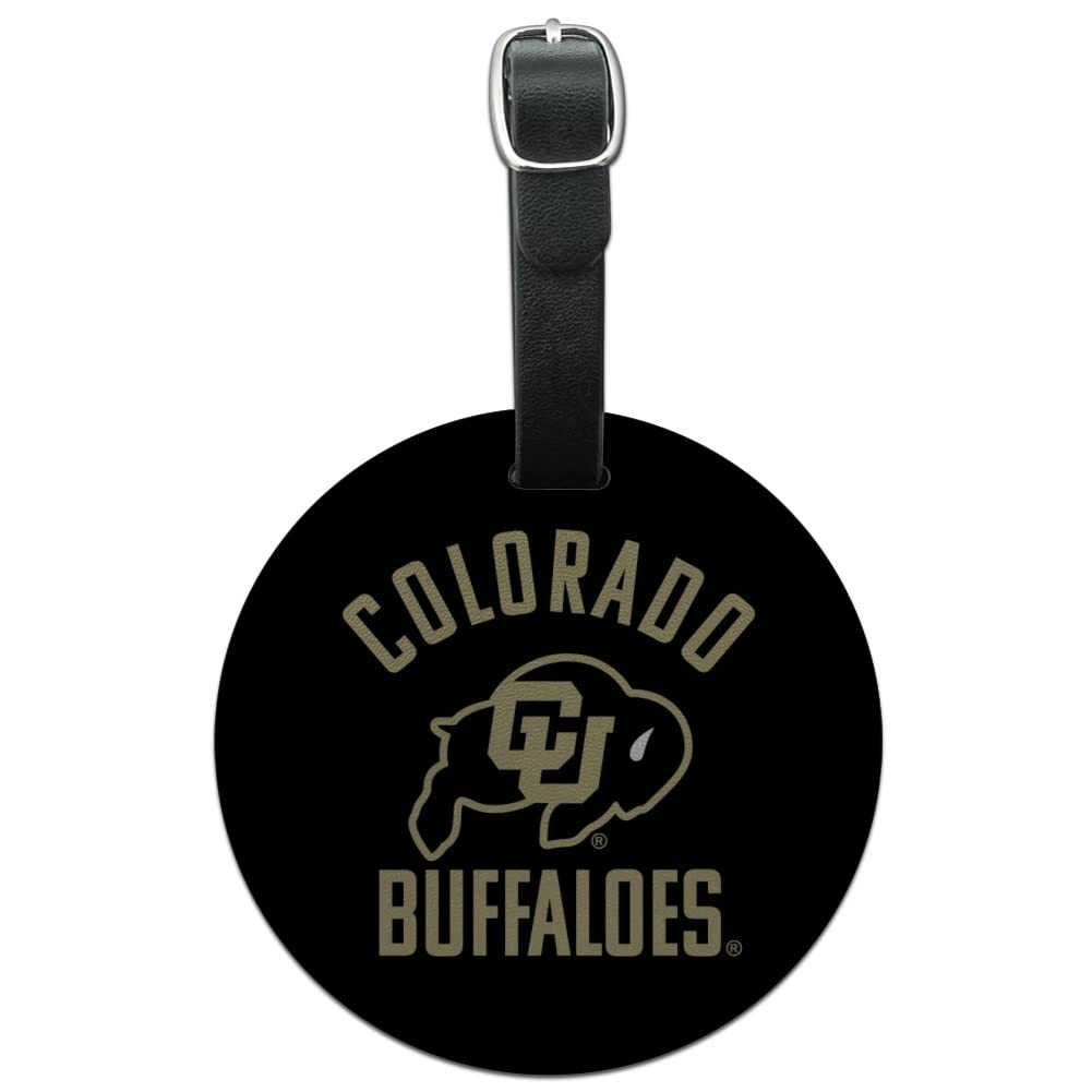 Colorado Buffaloes Round Leather Luggage Tag - Durable Suitcase ID Tag for Travel Bags, Carry-Ons & Backpacks - Perfect for Airports, Business Trips & Vacation Identification